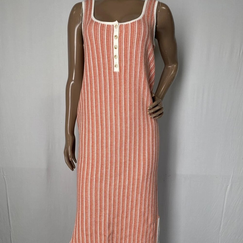 NEW BAR THE LABEL Women’s Maternity Sunset Column Knit Tank Dress Orange/Ivory M